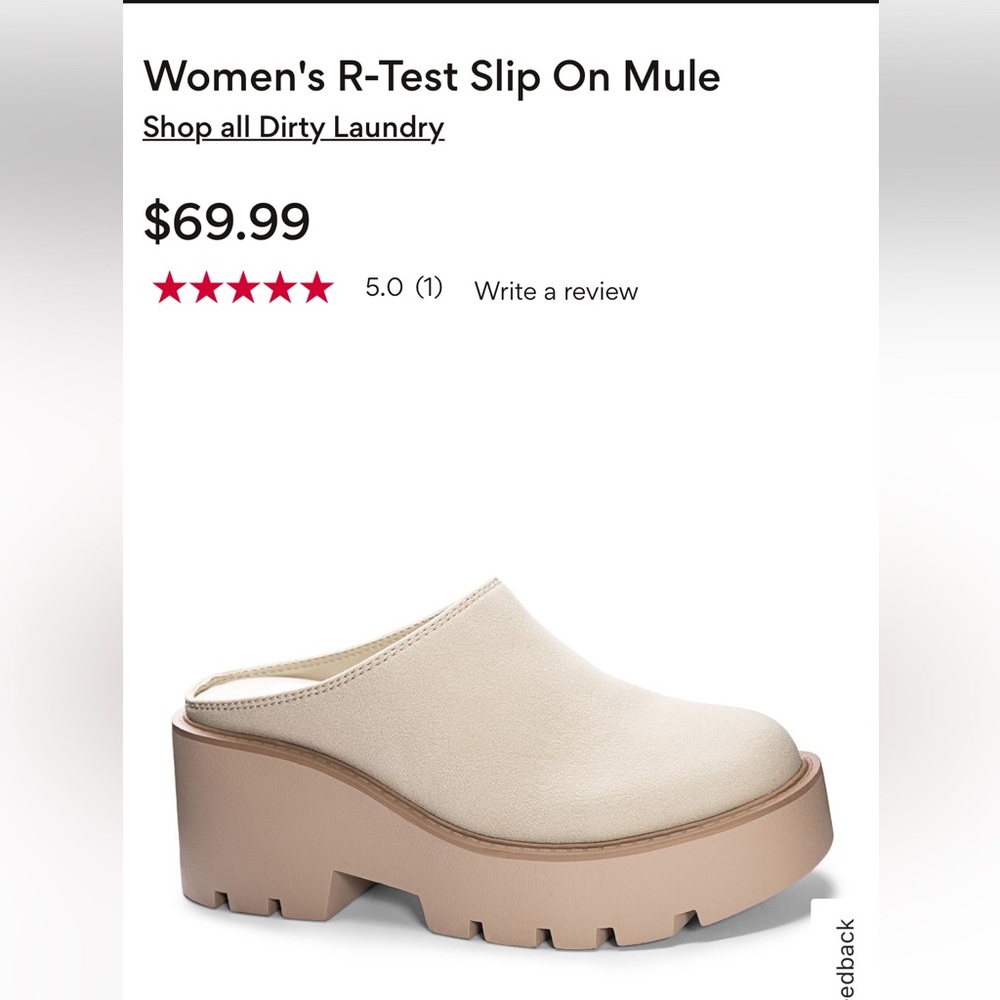 NWT Dirty Laundry Women's Cream Platform Mules